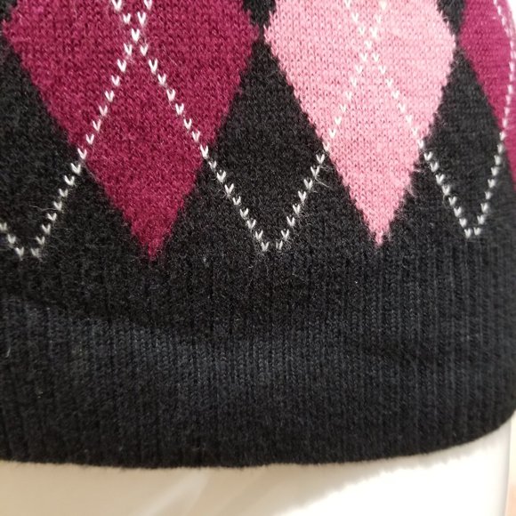 Worthington sweater Small argyle v-neck pullover knit Clueless preppy - Picture 10 of 13